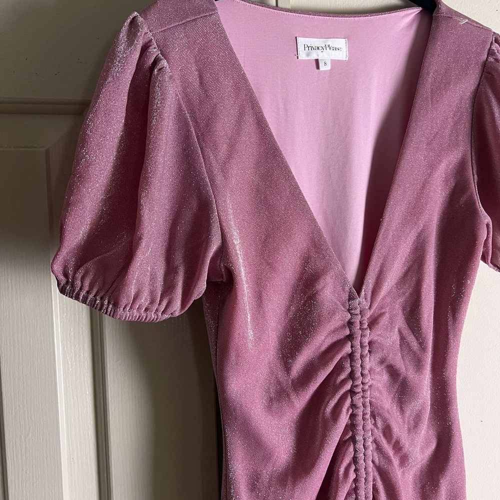 Pink Privacy Please Ruched Drawstring Sylvie Mini Cleavage Dress Small - Picture 8 of 9